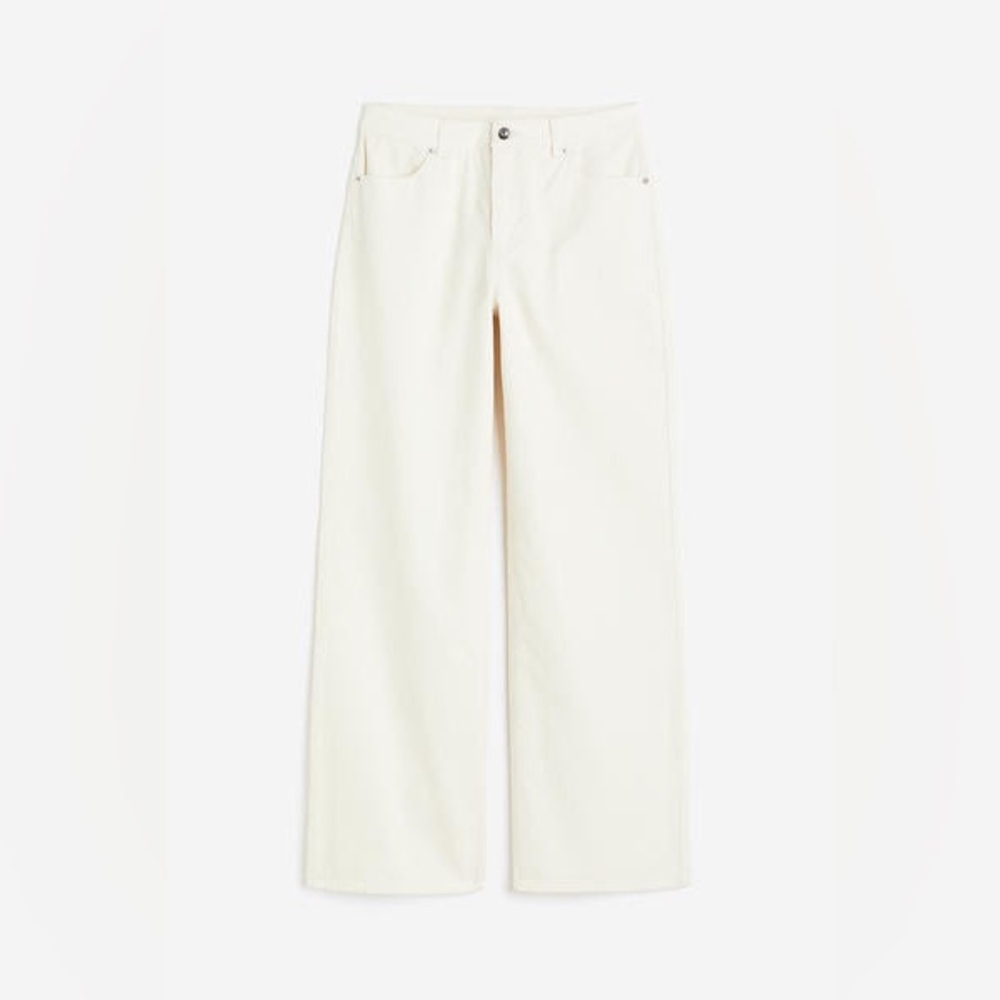 Divided by H&M Corduroy Wide Leg Pants, Off-White, Size 10